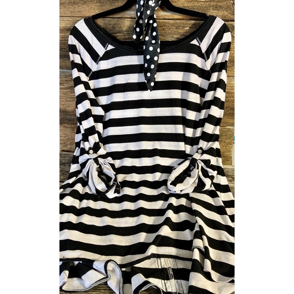 Calvin Klein Striking Tunic size 2X Black White Stripe as New